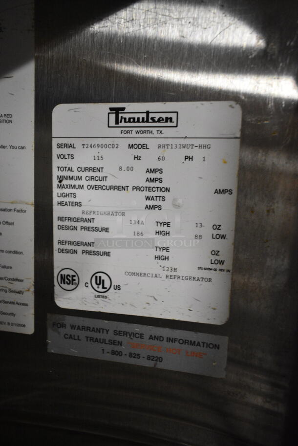 Traulsen RHT132WUT-HHG Stainless Steel Commercial 2 Half Size Door Reach In Cooler w/ Metal Racks. 115 Volts, 1 Phase. Tested and Powers On But Does Not Get Cold - Image 5 of 5