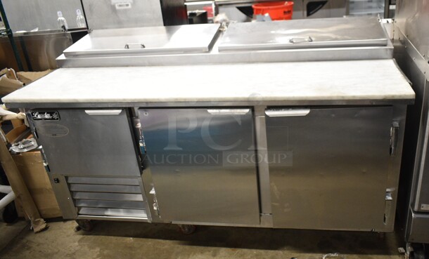 2016 Leader PT72 S/C Stainless Steel Commercial Pizza Prep Table on Commercial Casters. 115 Volts, 1 Phase. Tested and Working! - Image 1 of 8