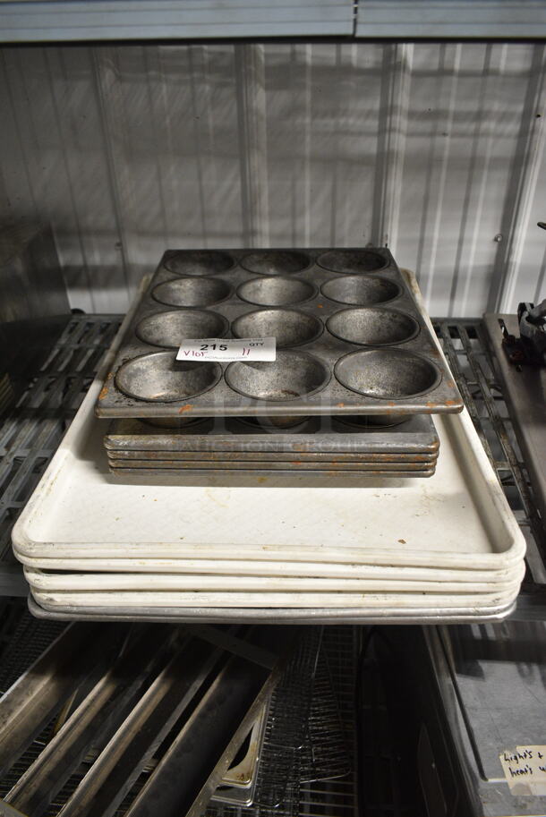 ALL ONE MONEY! Lot of 2 Metal Baking Pans, 4 Poly Trays and 5 Muffin Baking Pans.  - Image 1 of 5