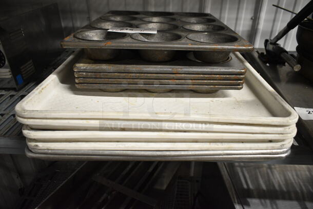 ALL ONE MONEY! Lot of 2 Metal Baking Pans, 4 Poly Trays and 5 Muffin Baking Pans.  - Image 4 of 5