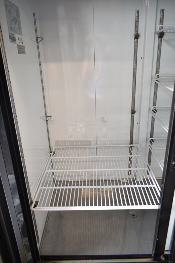 LIKE NEW! Avantco 178GDS47HCB Metal Commercial 2 Door Reach In Cooler Merchandiser w/ Poly Coated Racks on Commercial Casters. 115 Volts, 1 Phase. Tested and Working! - Image 5 of 7