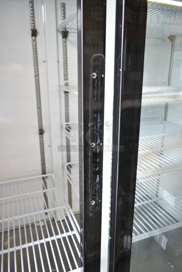 LIKE NEW! Avantco 178GDS47HCB Metal Commercial 2 Door Reach In Cooler Merchandiser w/ Poly Coated Racks on Commercial Casters. 115 Volts, 1 Phase. Tested and Working! - Image 6 of 7