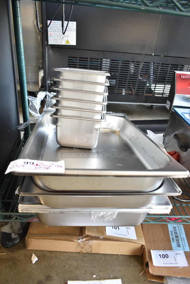 12 BRAND NEW SCRATCH AND DENT! Stainless Steel Drop In Bins/Lids Including Full Size and 1/4 Size. 12 Times Your Bid! - Image 1 of 8