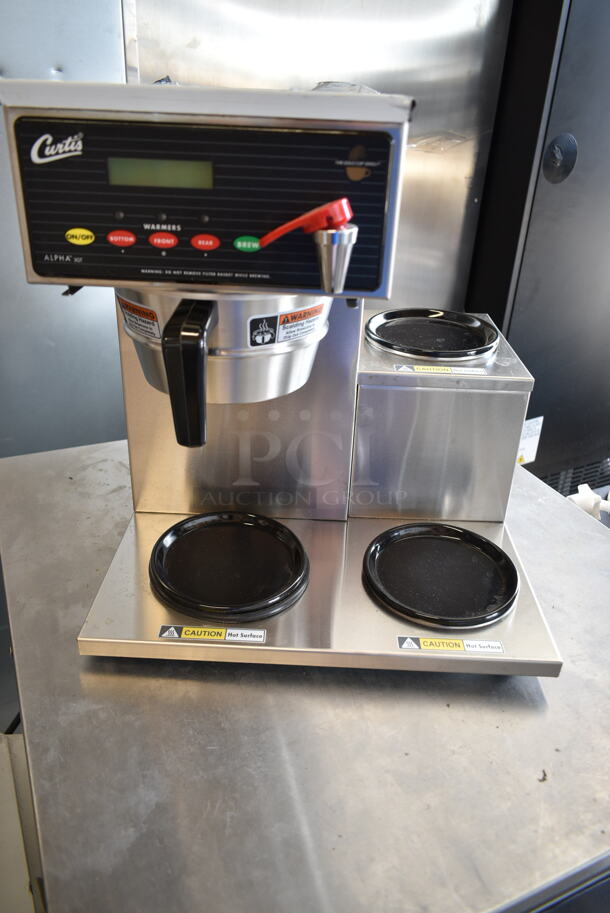BRAND NEW SCRATCH AND DENT! Curtis ALP3GTR12A000 Stainless Steel Commercial 12 Cup Coffee Brewer with 3 Lower Warmers on Right. 120 Volts, 1 Phase.  - Image 2 of 8