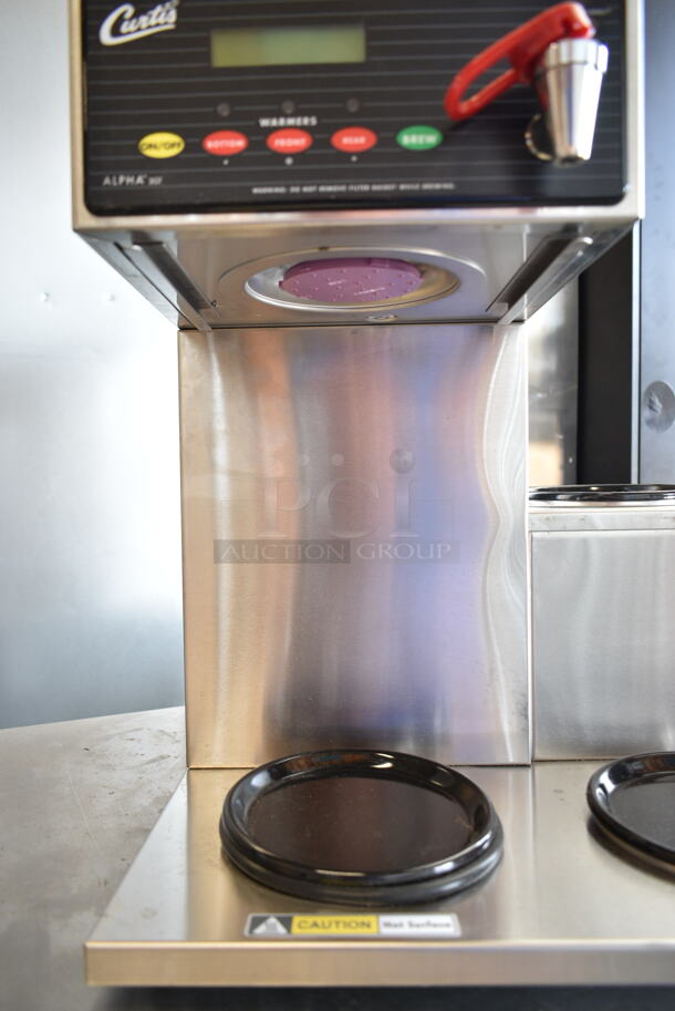 BRAND NEW SCRATCH AND DENT! Curtis ALP3GTR12A000 Stainless Steel Commercial 12 Cup Coffee Brewer with 3 Lower Warmers on Right. 120 Volts, 1 Phase.  - Image 6 of 8