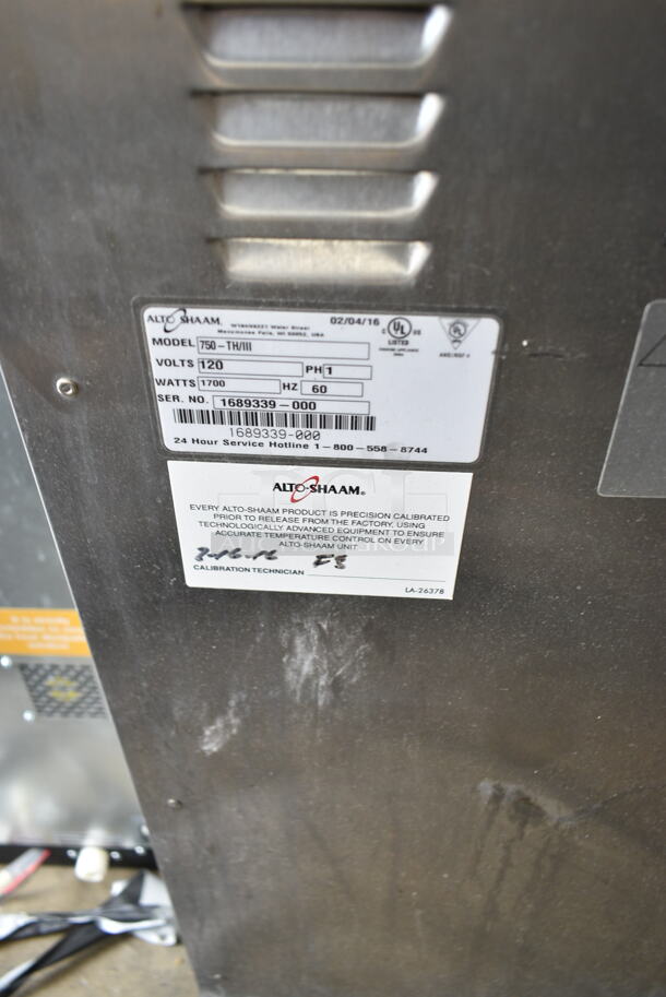 2016 Alto Shaam 750-TH/III Stainless Steel Commercial Halo Heat Stainless Steel Commercial Cook N Hold Oven on Commercial Casters. 120 Volts, 1 Phase. Tested and Working! - Image 5 of 6