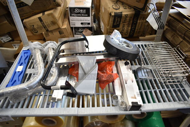 ALL ONE MONEY! Tier Lot of BRAND NEW SCRATCH AND DENT! Items Including 407FBURRITO Choice 12 1/2" x 6 5/8" x 4 5/8" 2-Level Burrito / Chimichanga Fryer Basket with Front and Left Hook, 5914361 Nemco 436-1 1/4" Easy Chopper Vegetable Dicer Blade Set, 475TT10HNDL Handle, 614A1105406C Pitco A1105406-C Basket Hanger. - Image 1 of 10