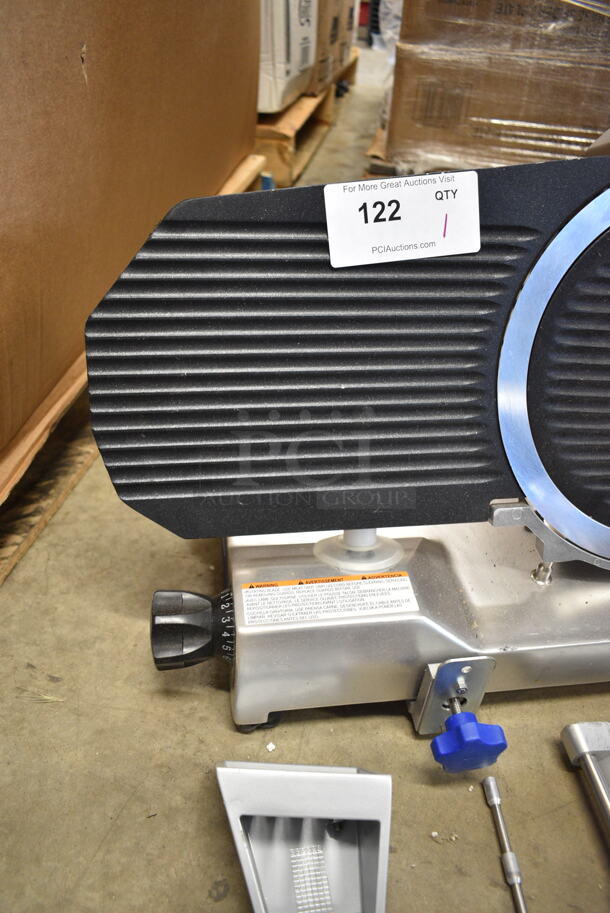 BRAND NEW SCRATCH AND DENT! Vollrath SLM300P/S Stainless Steel Commercial Countertop Meat Slicer w/ Blade Sharpener. 120 Volts, 1 Phase. Tested and Powers On But Parts Do Not Move - Image 5 of 8