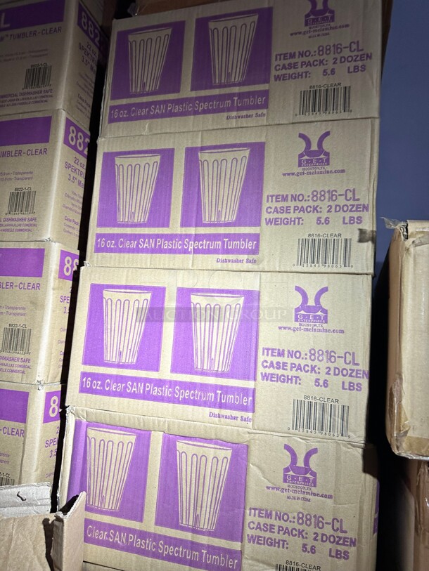 New! Clear San Plastic Spectrum Tumbler 16 Oz Each Box has 2 Dozen - Image 1 of 4