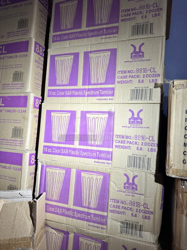 New! Clear San Plastic Spectrum Tumbler 16 Oz Each Box has 2 Dozen - Image 2 of 4