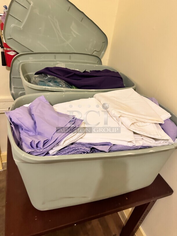One Lot Contains Two Containers of Table Covers Assorted Colors - Image 1 of 8