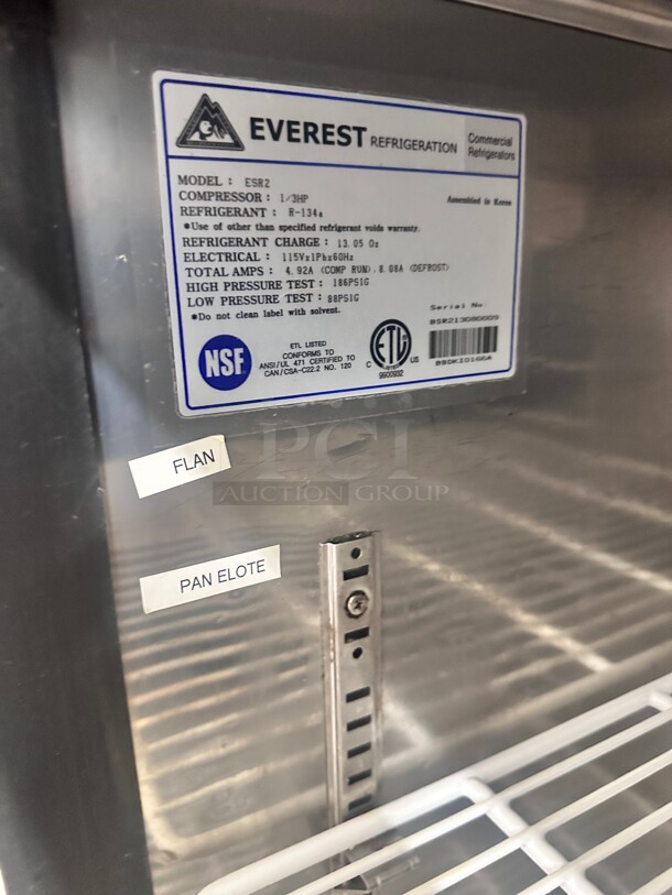 Everest Refrigeration ESR2 49 inch Two Section Reach In Refrigerator, (2) Left/Right Hinge Solid Doors, 115v Working - Image 7 of 7
