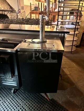 Micro Matic MDD23 Pro-Line 25" Dual Zone Wine Dispenser with 4 Faucet Sommelier Font - Black, (4) 1/6 Keg Capacity 115 Volt Working