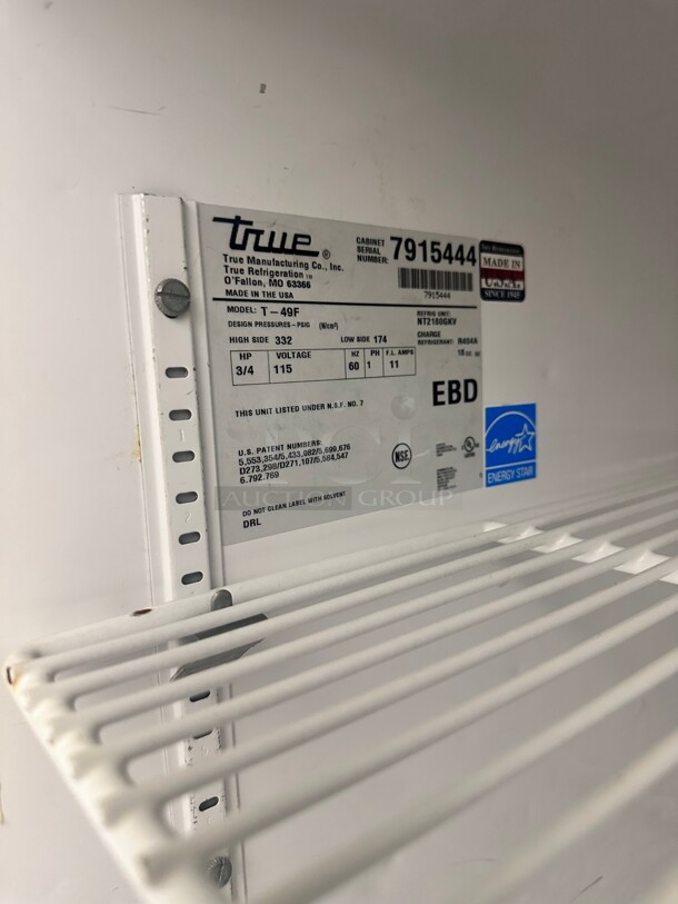 True T-49F 54 Inch Solid Door Reach-In Freezer 115 Volt Working - Image 7 of 7
