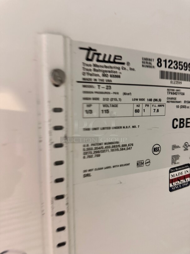 True T-23-HC 27" Solid Door Reach-In Refrigerator 115 Volt Working - Image 2 of 7
