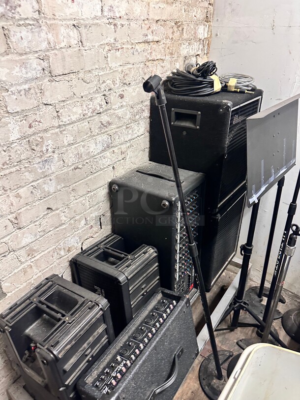 One Lot Of Music Instrument With Speakers and Power Mixer Working - Image 3 of 10
