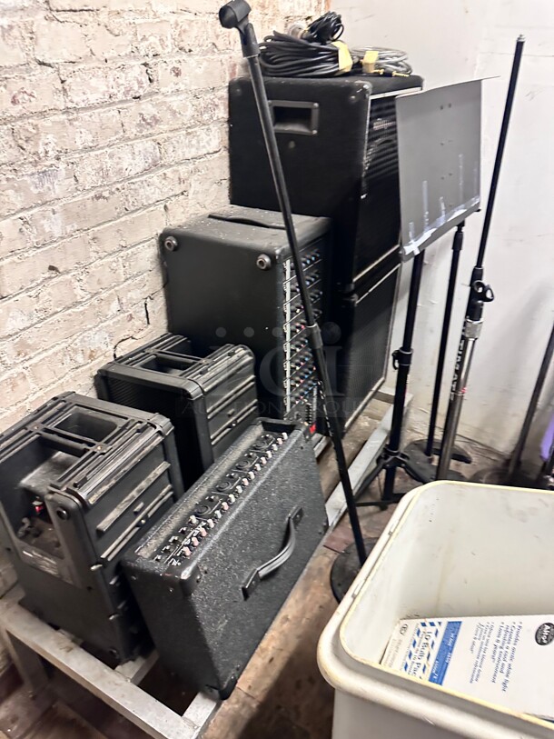 One Lot Of Music Instrument With Speakers and Power Mixer Working - Image 5 of 10