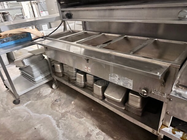 Duke WB305 Aerohot 72 inch Gas Stationary Hot Food Steamtable Wet Bath Unit With 5 Food Wells And Carving Board, 27,500 BTU Working - Image 3 of 6