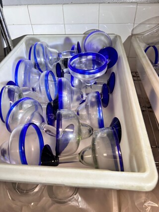 One Lot Of Margareta Glass Cups With Blue Top