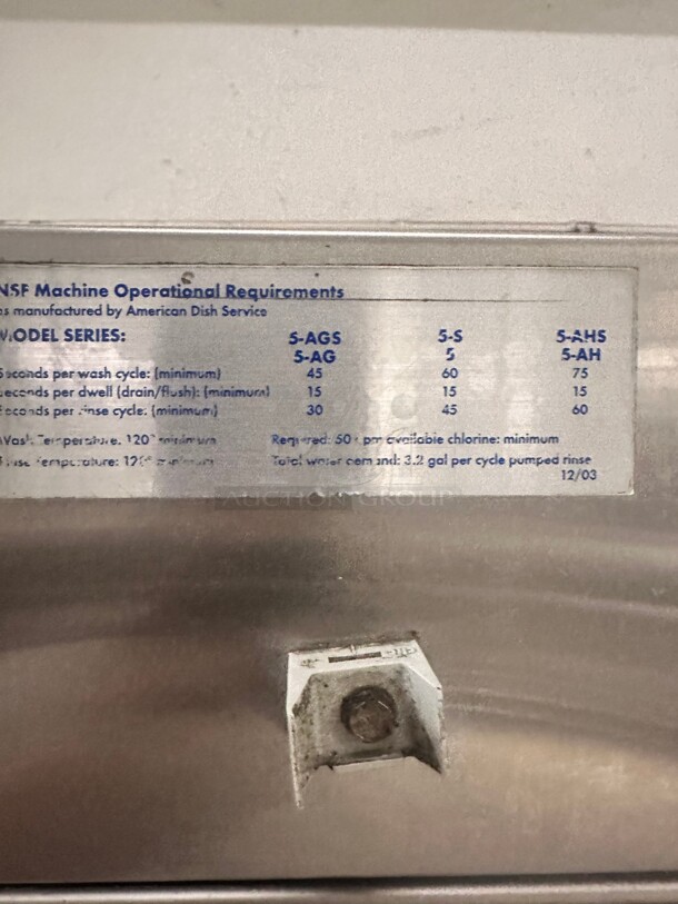 ADS Double Rack Low Temperature Chemical Sanitizing Pass Through Dishwasher - 115V Wokring - Image 4 of 8