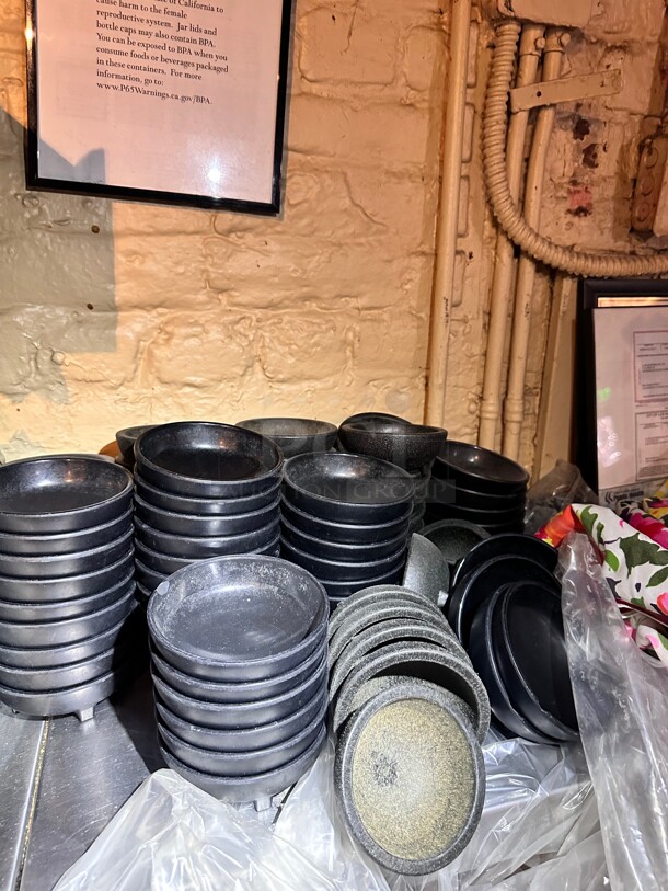 One Lot Of Black Round Salsa Containers  - Image 2 of 3