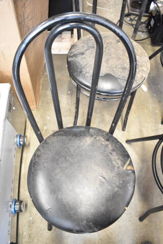 4 Black Metal Dining Height Chair w/ Black Seat Cushion. 4 Times Your Bid!