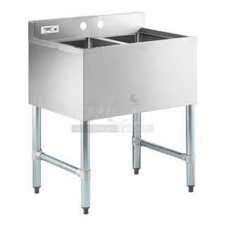 BRAND NEW SCRATCH AND DENT! Regency 600B21014 2 Bowl Underbar Sink - 26 1/2" x 18 3/4"