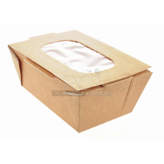 PALLET LOT of 8 BRAND NEW Boxes of Huhtamaki HBCP0004 Recyclable Paperboard Takeaway Boxes With Window Small 700ml / 24oz. 8 Times Your Bid!