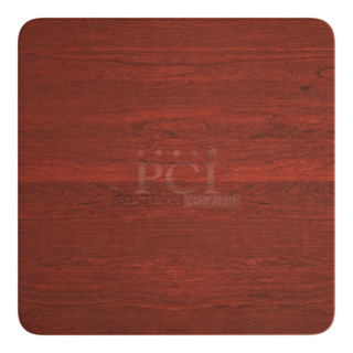 6 BRAND NEW SCRATCH AND DENT! Lancaster Table & Seating 1643030TFRMH 30" x 30" Square Thermo-Formed MDF Table Top with Red Mahogany Finish. 6 Times Your Bid! 