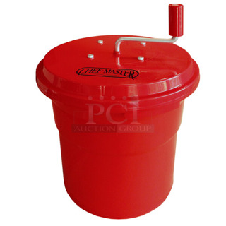 BRAND NEW SCRATCH AND DENT! Chef Master 90008 5 Gallon Red Plastic Salad Spinner / Dryer