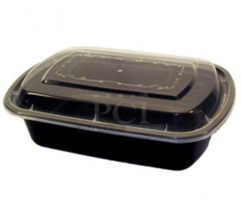 6 BRAND NEW Boxes of TriPak MT8350B  Food Container Combo, 38 oz Deep Rectangular Plastic, 8x6 Black Base with Clear Lid. 6 Times Your Bid! 
