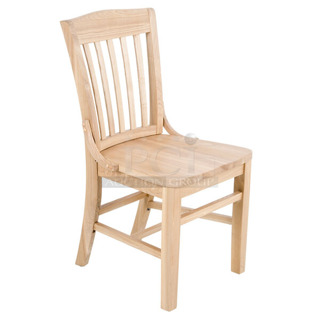 4 BRAND NEW SCRATCH AND DENT! Lancaster Table & Seating 164CSCHLNAT Wooden Dining Height Chairs. 4 Times Your Bid!