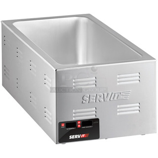 BRAND NEW SCRATCH AND DENT! ServIt FW150L Stainless Steel 12" x 27" 4/3 Size Electric Countertop Food Warmer with Digital Controls. 120 Volts, 1 Phase. Tested and Working!