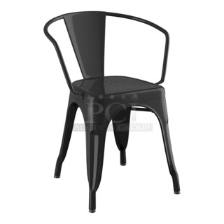 10 BRAND NEW SCRATCH AND DENT! Lancaster Table & Seating 164cmarmblk Alloy Series Onyx Black Outdoor Arm Chair. 10 Times Your Bid! 