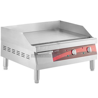 BRAND NEW SCRATCH AND DENT! Avantco 177EG24N Stainless Steel Commercial 24" Electric Countertop Griddle. 208/240 Volts, 1 Phase. 