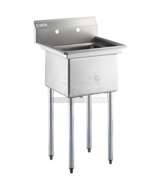 BRAND NEW SCRATCH AND DENT! Steelton 522CS11818N 23 1/2" 18-Gauge Stainless Steel One Compartment Commercial Sink without Drainboard - 18" x 18" x 12" Bowl. No Legs. 