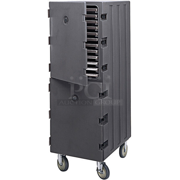 BRAND NEW SCRATCH AND DENT! Cambro 1826DTC Camcarts Charcoal Gray Insulated Sheet Pan Carrier on Commercial Casters.  - Image 1 of 7