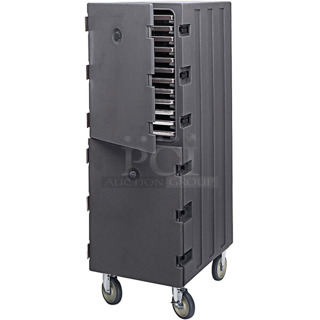 BRAND NEW SCRATCH AND DENT! Cambro 1826DTC Camcarts Charcoal Gray Insulated Sheet Pan Carrier on Commercial Casters. 