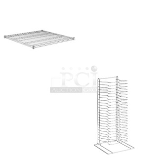 2 BRAND NEW SCRATCH AND DENT! Regency 460EC3636 36" x 36" NSF Chrome Wire Shelf and Pizza Pan Rack. 2 Times Your Bid! May Be Missing Pieces. 