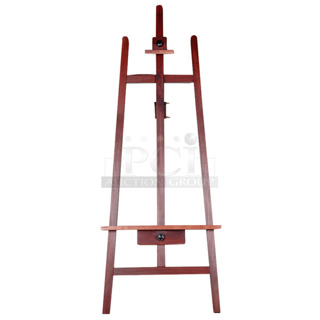 BRAND NEW SCRATCH AND DENT! Choice 164EASEL62MH 23" x 62" Adjustable Mahogany Wood Easel. May Be Missing Pieces. 