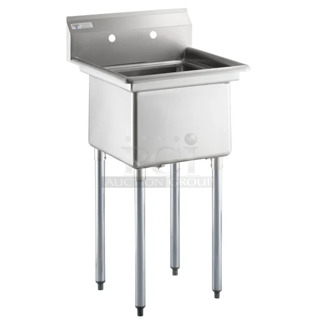 BRAND NEW SCRATCH AND DENT! Steelton 522CS11818N 23 1/2" 18-Gauge Stainless Steel One Compartment Commercial Sink without Drainboard - 18" x 18" x 12" Bowl. No Legs. 