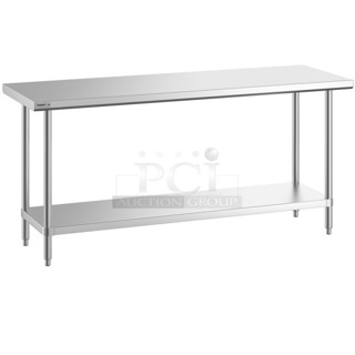 BRAND NEW SCRATCH AND DENT! Regency 600TSS2472S Spec Line 24" x 72" 14 Gauge Stainless Steel Commercial Work Table with Undershelf. May Be Missing Pieces. 