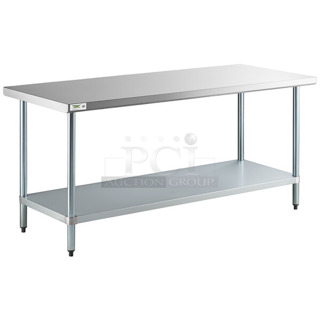 2 BRAND NEW SCRATCH AND DENT! Regency 600T3072G 30" x 72" 18-Gauge 304 Stainless Steel Commercial Work Table with Galvanized Legs and Undershelf. 2 Times Your Bid! May Be Missing Pieces. 