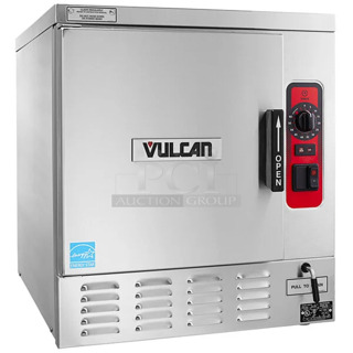 BRAND NEW SCRATCH AND DENT! Vulcan C24EO5AF Stainless Steel Commercial Countertop Electric Powered Single Deck Steam Cabinet. 240 Volts, 3/1 Phase. 