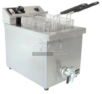 BRAND NEW SCRATCH AND DENT! Vollrath FFA8115 Stainless Steel Commercial Countertop Electric Powered Deep Fat Fryer w/ 2 Metal Fry Baskets. 115 Volts, 1 Phase.