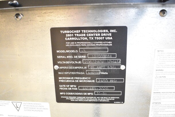 BRAND NEW! 2020 Turbochef i5 Stainless Steel Commercial Countertop Electric Powered Rapid Cook Oven. 208/240 Volts, 1 Phase.  - Image 8 of 8