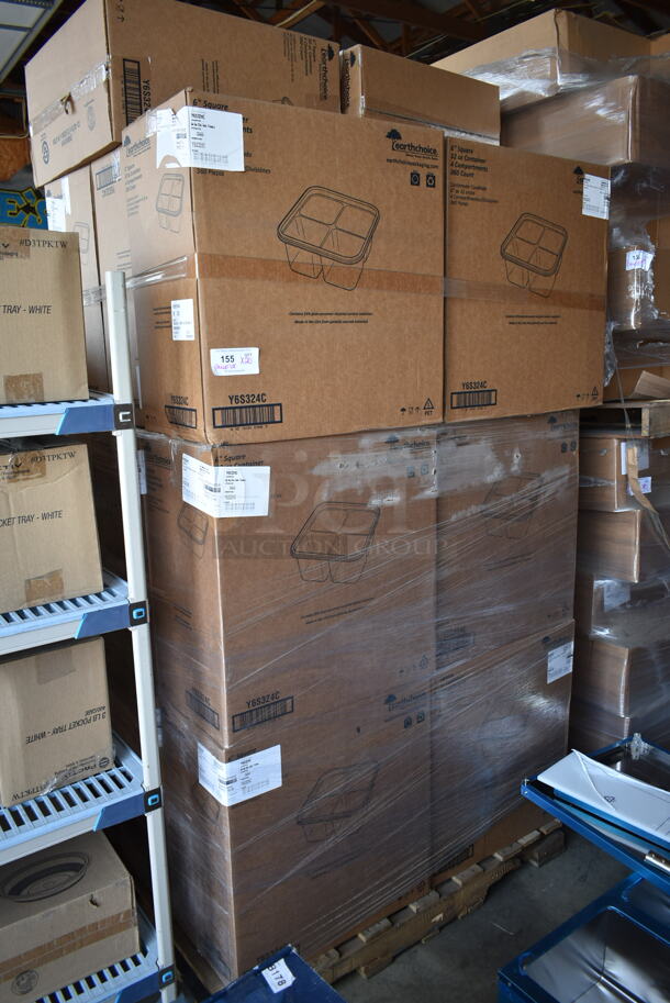 PALLET LOT of 20 BRAND NEW Boxes of Pactiv Y6S324C EarthChoice Square Recycled Bowl,4-Compartment 32 oz. 20 Times Your Bid!  - Image 2 of 3