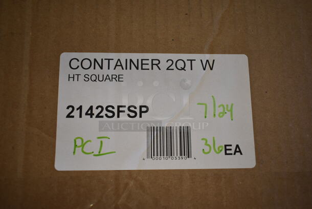 Box of 36 BRAND NEW SCRATCH AND DENT! 2142SFSP Cambro CamSquares® 2 Qt. White Square Polyethylene Food Storage Container - Image 3 of 3