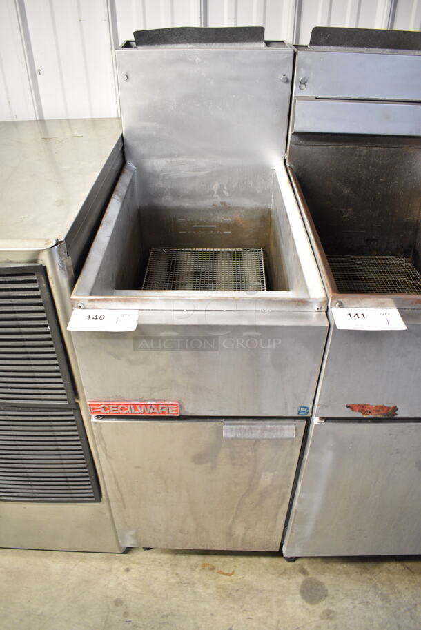 Cecilware FMP40 Stainless Steel Commercial Floor Style Natural Gas Powered Deep Fat Fryer.  - Image 1 of 6