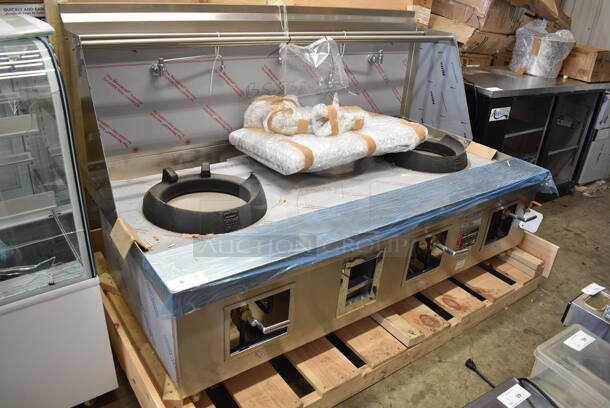 BRAND NEW! Town Y-2-SS-N Stainless Steel Commercial Floor Style Two Chamber Natural Gas Wok Range with 13" Mandarin and 20" Cantonese Chamber. 191,000 BTU - Image 2 of 11